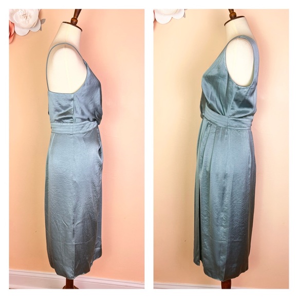 New! Rare REISS London Charlie Satin Midi Dress in Pale Blue - Picture 10 of 11